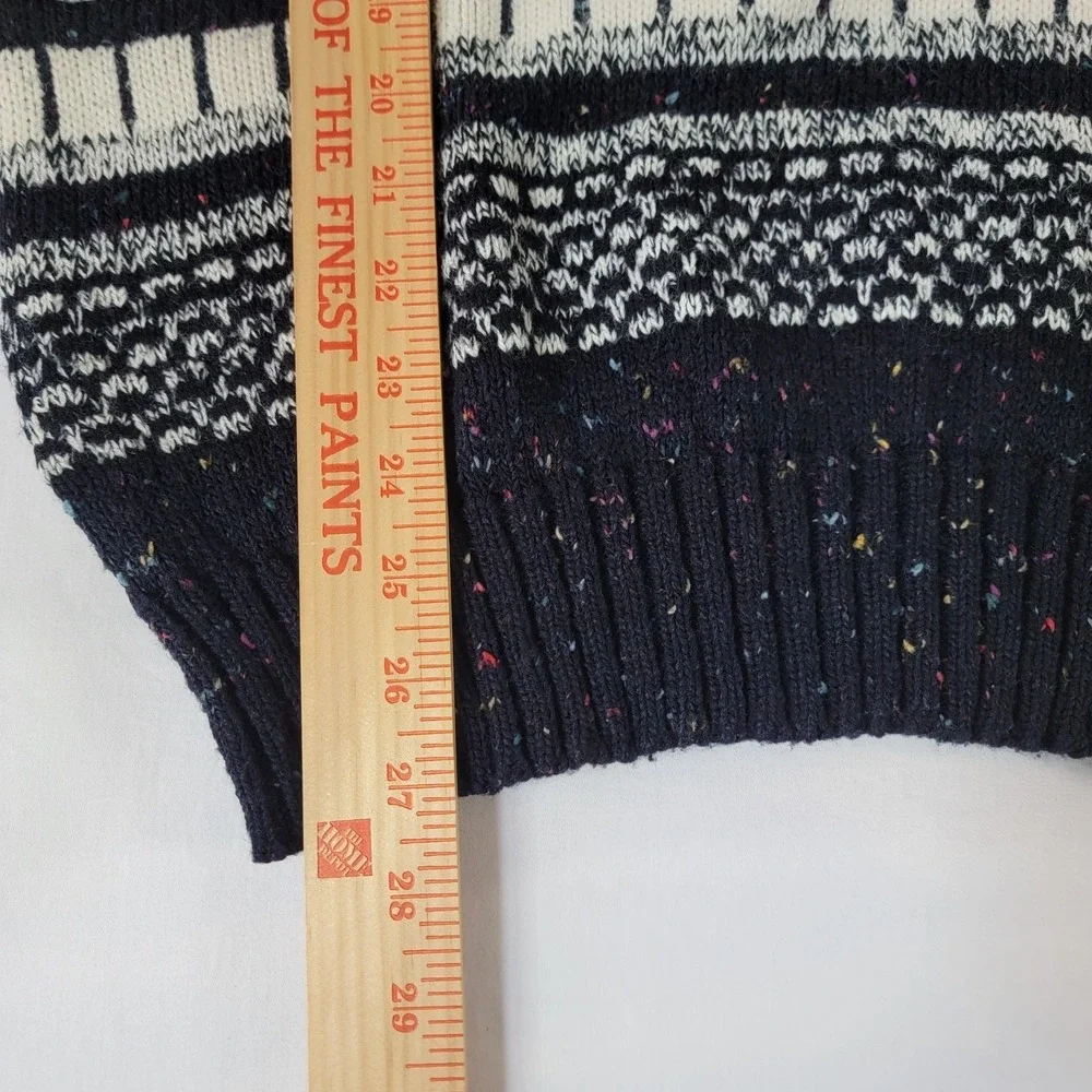 Vintage Lightning Bolt Black and White, Confetti Knit Sweater Medium Mens